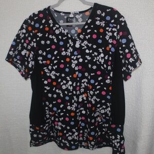PreLoved Cherokee IFLEX Polka Dot Print Mock Wrap in Sz (XL)